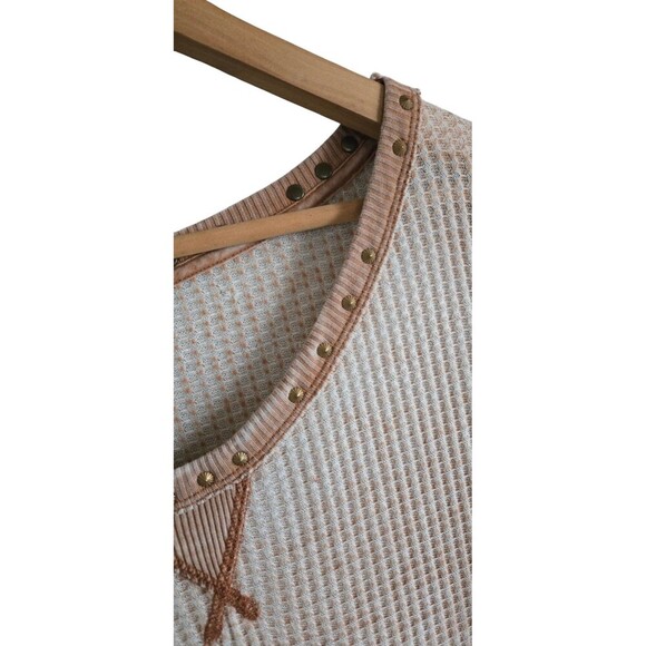 We The Free Thermal Tunic Top Women's Large Brown Tan Lightweight Semi-Sheer - Picture 2 of 7